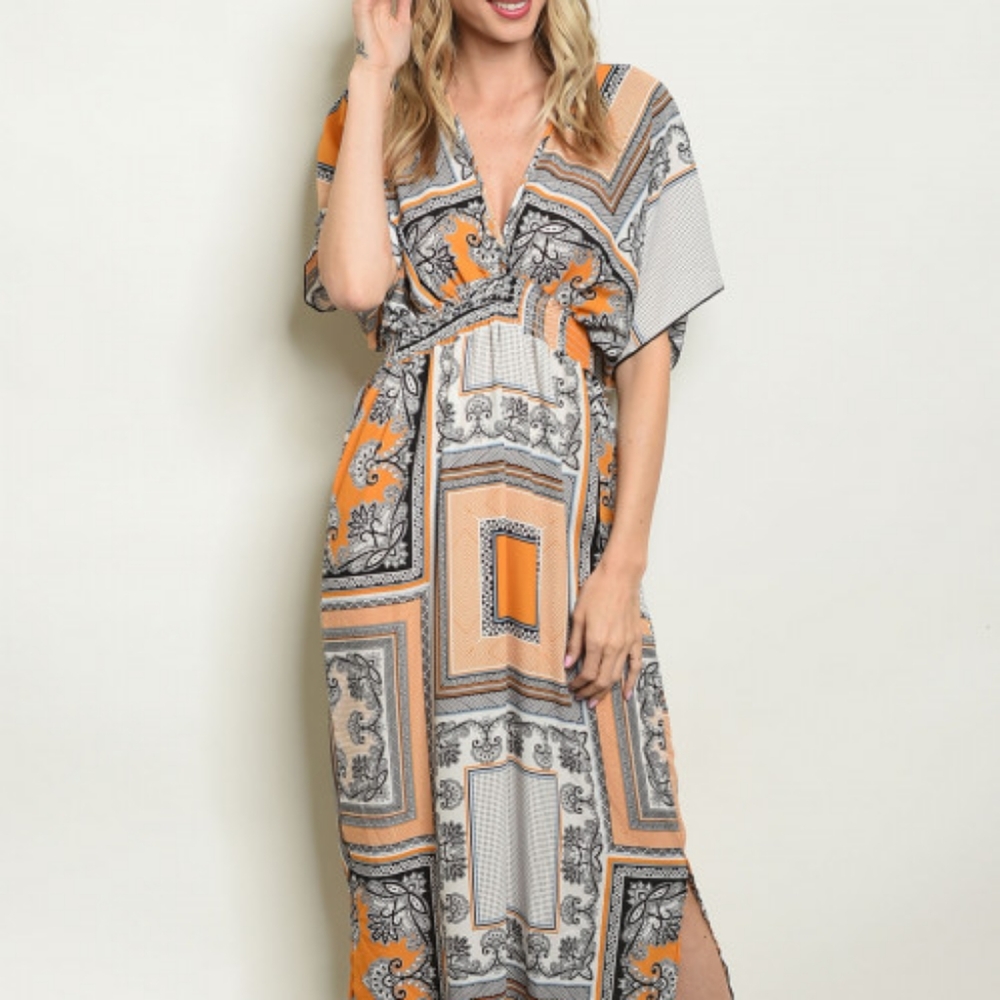 Mustard print dress - Picture 2 of 4